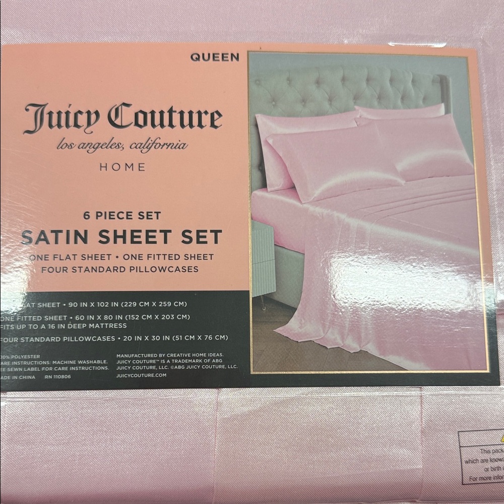 Juicy Couture Blush Satin Sheet Set - Picture 2 of 3
